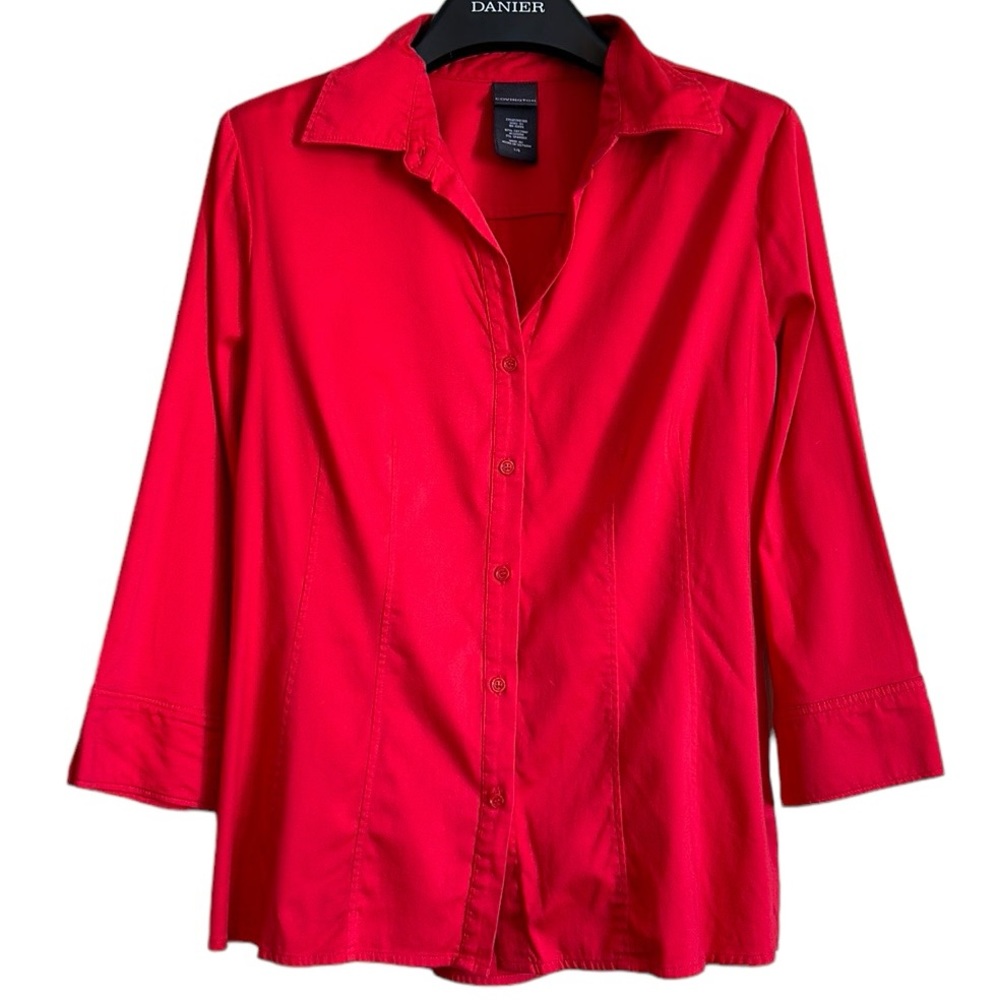 Covington‎ womens blouse large red button front